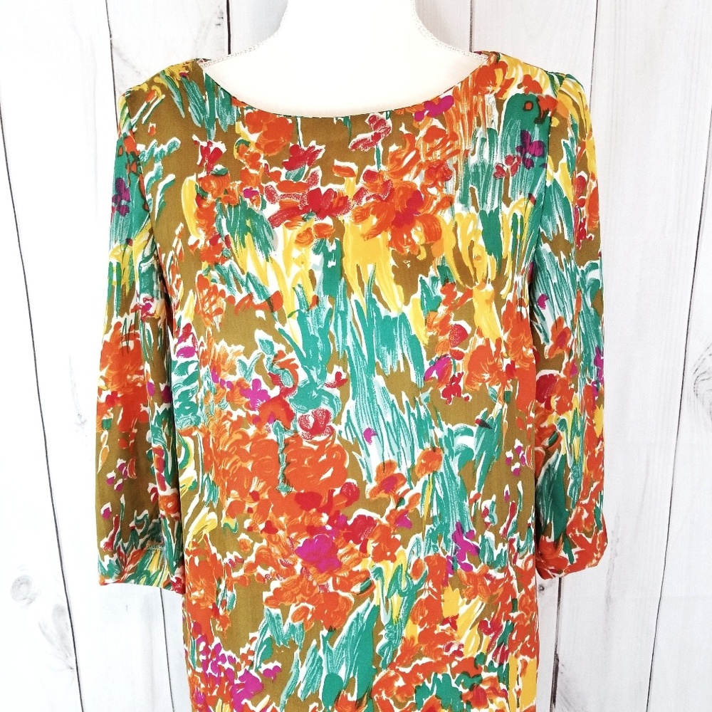 Zara Basic Floral Watercolor Shift Dress - Picture 4 of 10